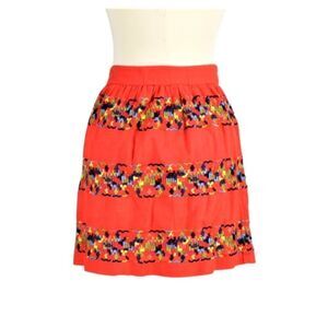 Tommy Hilfiger Skirt Above the Knee Embellished Embroidery Lined Orange Size 2